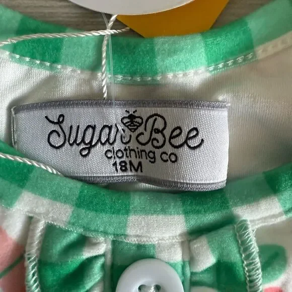 Sugar Bee Gown with Bloomers Peaches Plaid Green 18month NWT IN PACKAGE - Picture 9 of 10